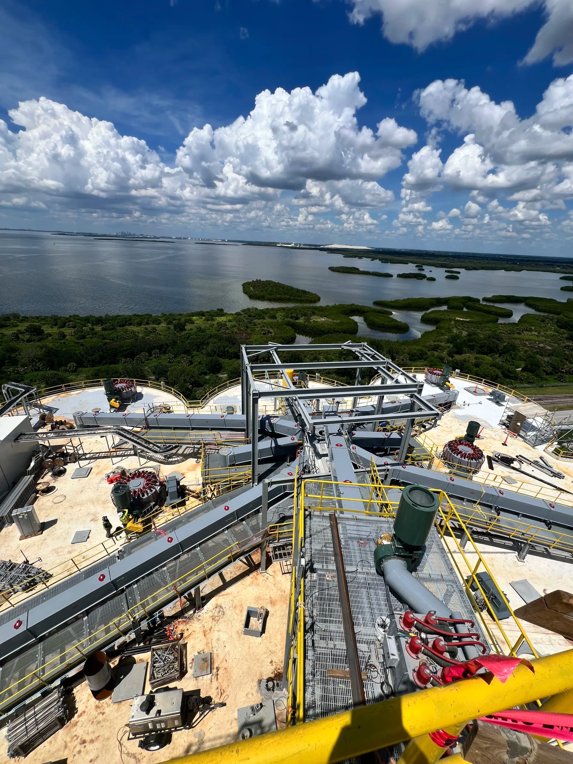 Elevated view of industrial material-handling equipment at the SESCO Tampa terminal