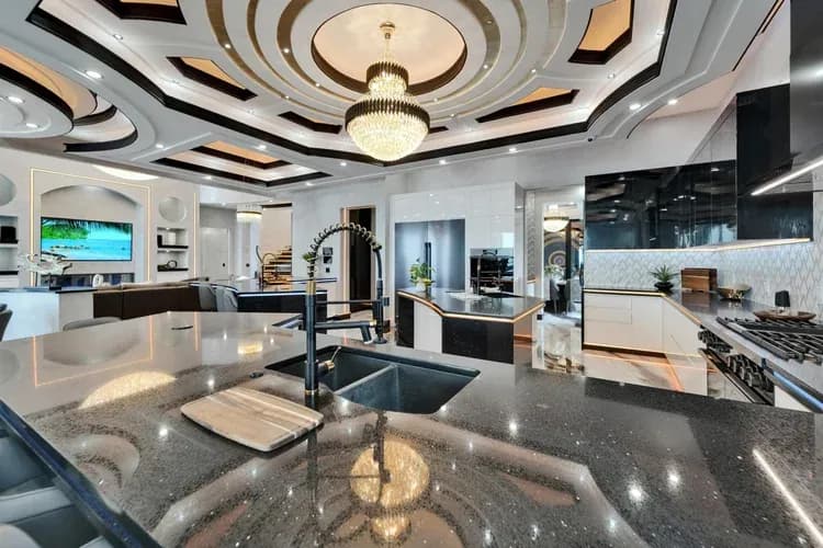 Custom home interior with coordinated architectural lighting